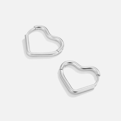 Silver Heart Hoop Earrings