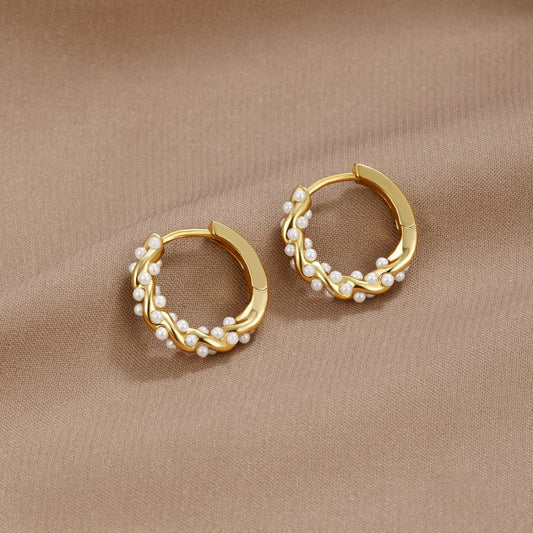 Valencia Pearl Hoop Earrings